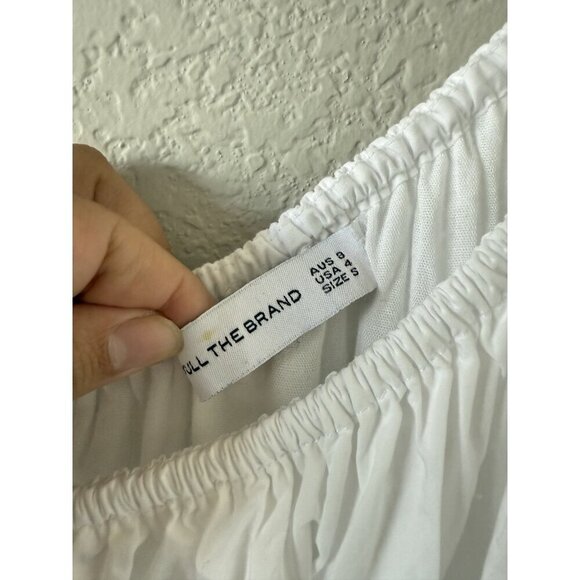 Faithfull The Brand La Oro Smock One Shoulder White Midi Dress Poplin Coastal 4 - Picture 6 of 11